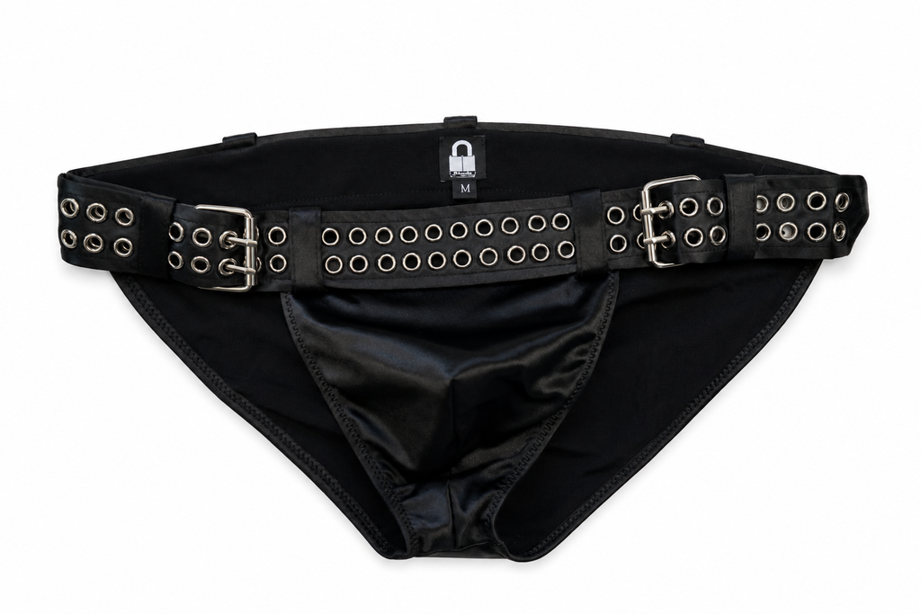 Black Grommet Belted Swim Brief