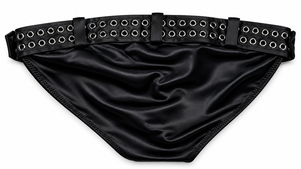 Black Grommet Belted Swim Brief