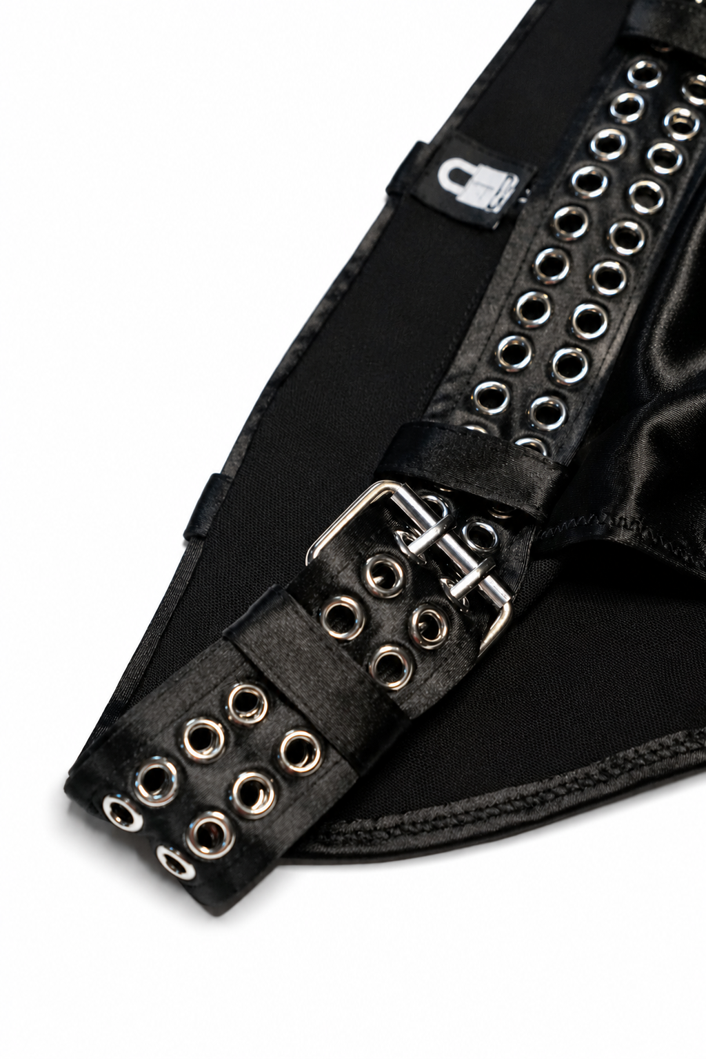 Black Grommet Belted Swim Brief