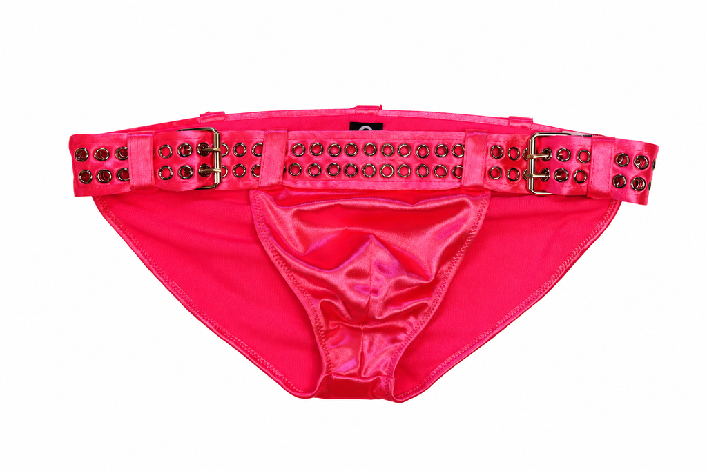 Hot Pink Grommet Belted Swim Brief